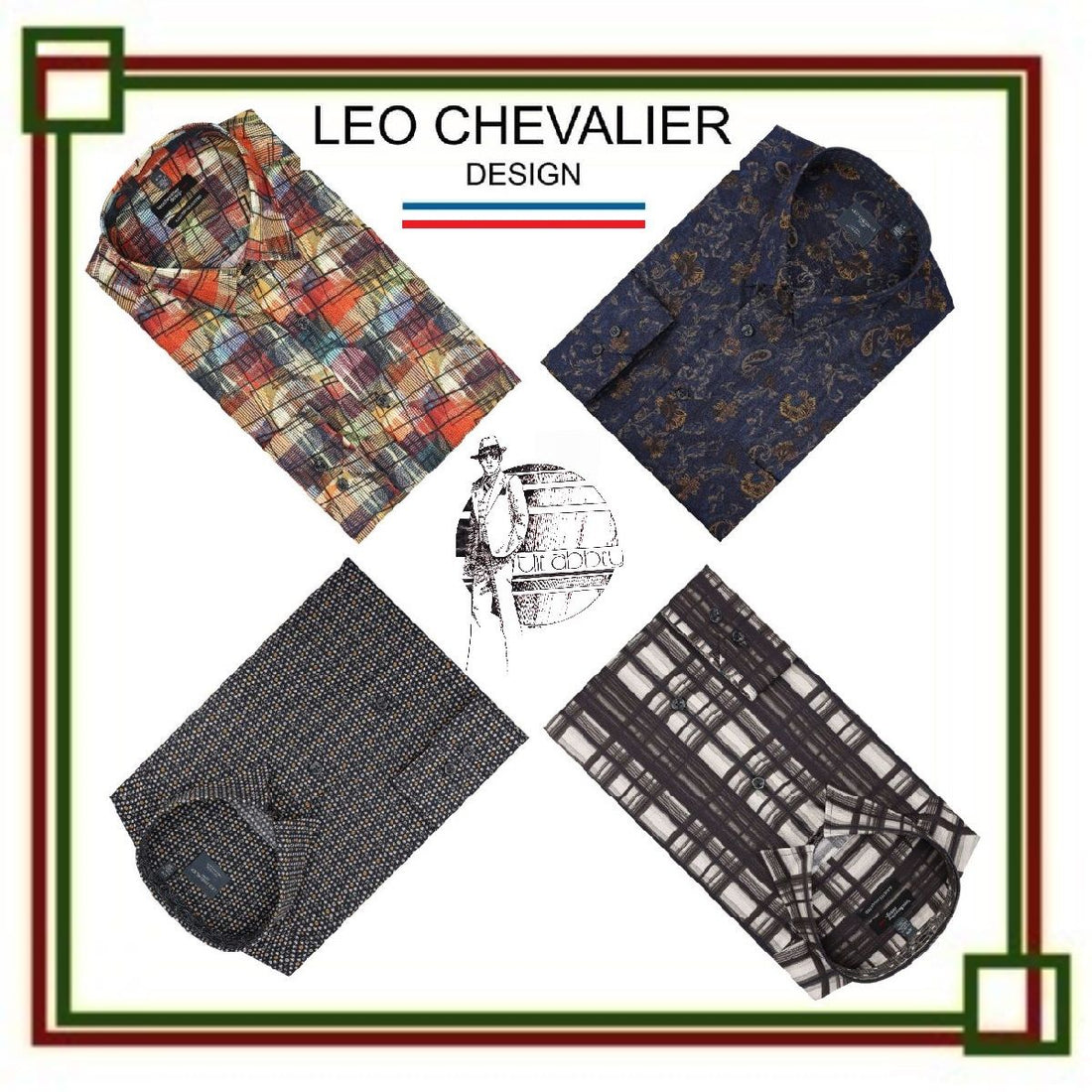 Leo Chevalier long sleeve shirt in premium 100% cotton, featuring a hidden button-down collar, contrast fabric trims, and a sleek, stylish design