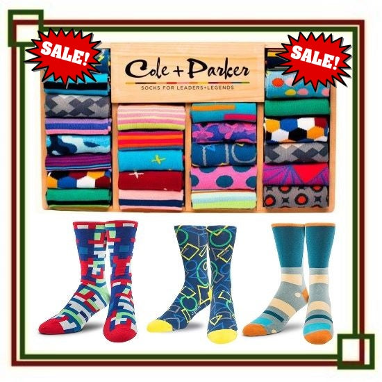 Artistic bold colorful Crew Sock Designs by Cole and Parker