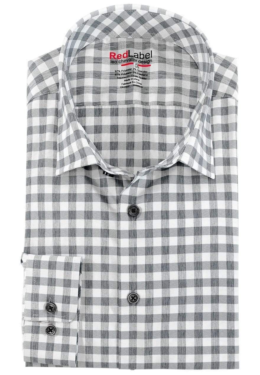 Leo Chevalier Design Leo Chevalier Voyage Performance Fitted Grey Check Sport Shirts