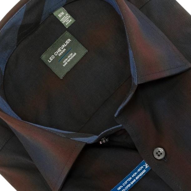 Leo Chevalier Design Leo Chevalier Burgundy Cotton Non Iron Long Sleeve Sport Shirts