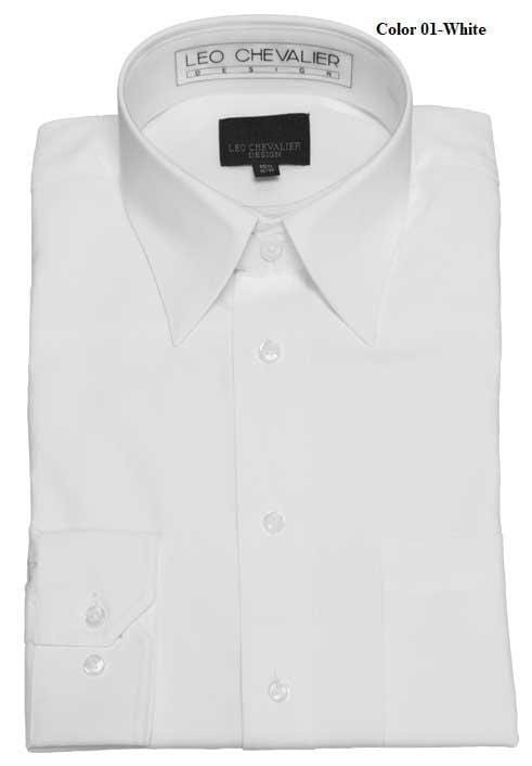 Leo Chevalier Design Traditional Spread Collar Micro Polyester Dress Shirt