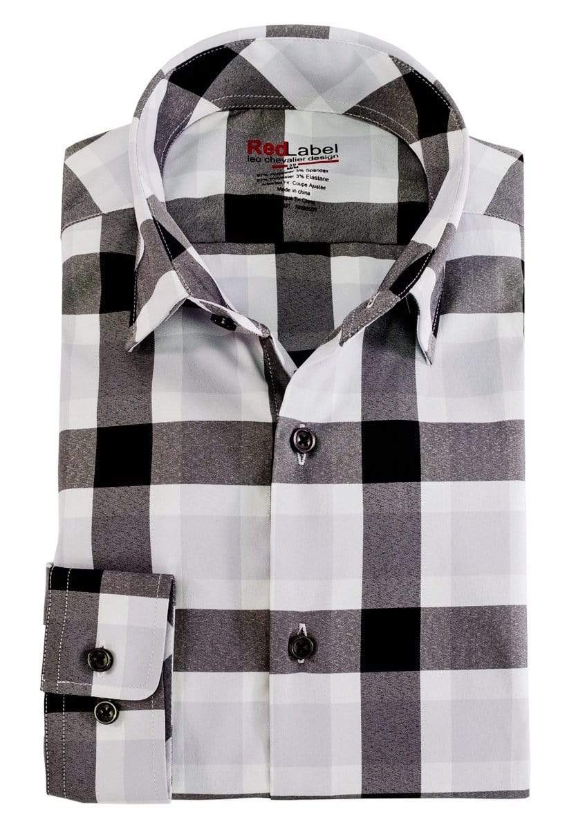 Leo Chevalier Design Black/White Voyage Performance Fitted Dress Shirts Leo Chevalier