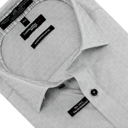 Leo Chevalier Design Mens Leo Chevalier Fitted Grey Cotton Non Iron Dress Shirts