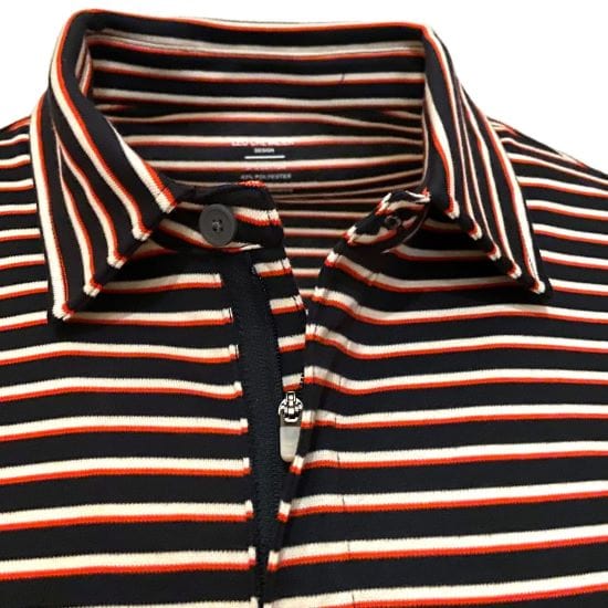 Leo Chevalier Design Ink Blue Multi Striped Performance Fabric Polo Shirts
