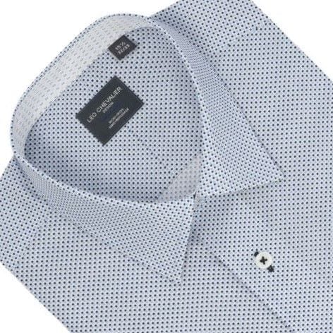 Leo Chevalier Design Blue 100% Cotton Non-Iron Long Sleeve Dress Shirts