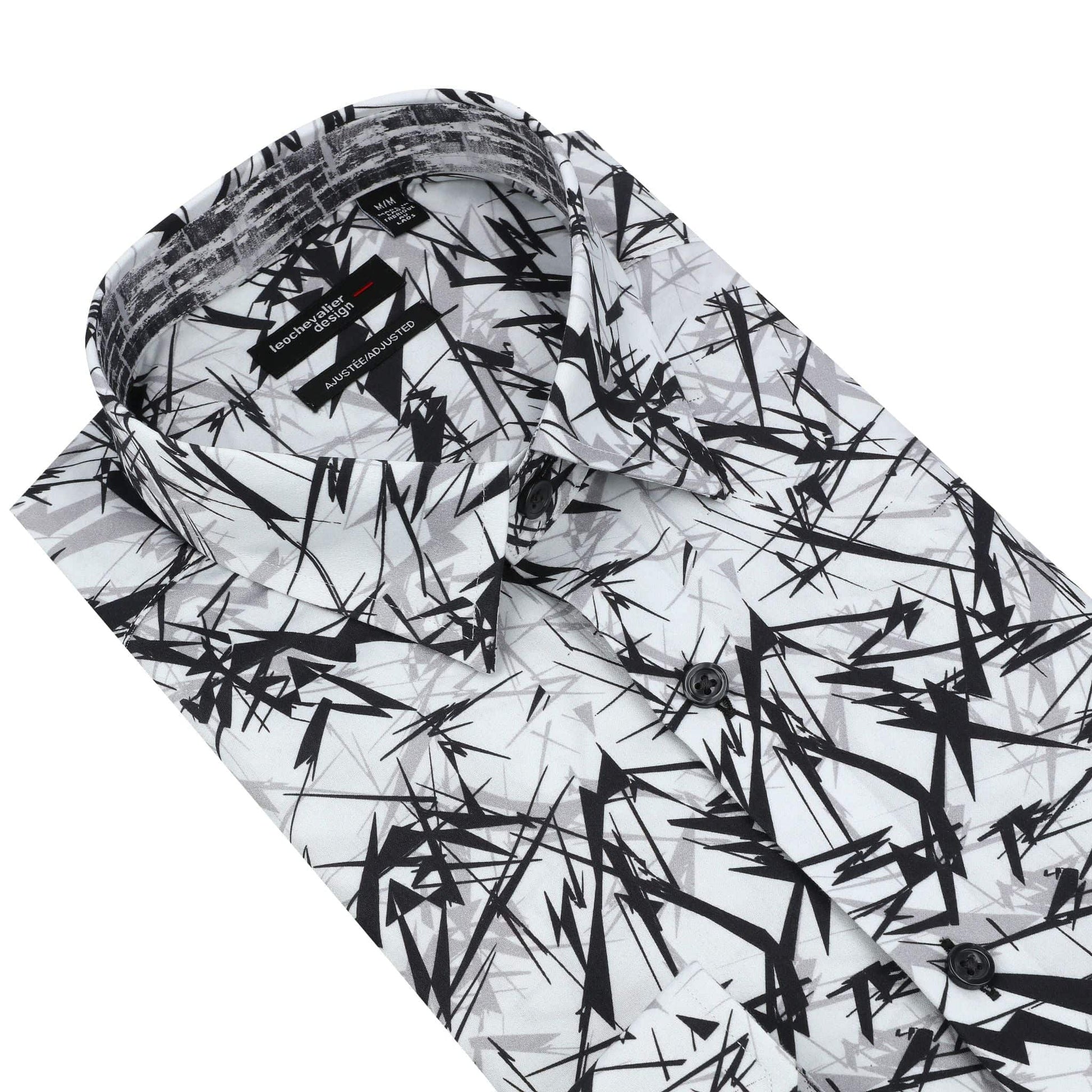 Leo Chevalier Design Black Print on White Hidden Button-Down Shirt – Leo Chevalier