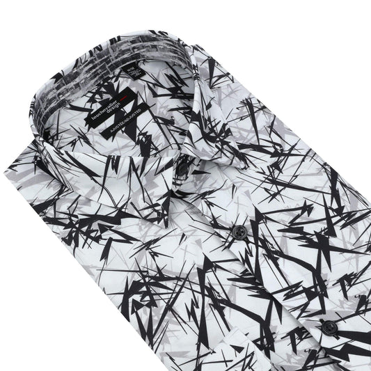 Leo Chevalier Design Black Print on White Hidden Button-Down Shirt – Leo Chevalier