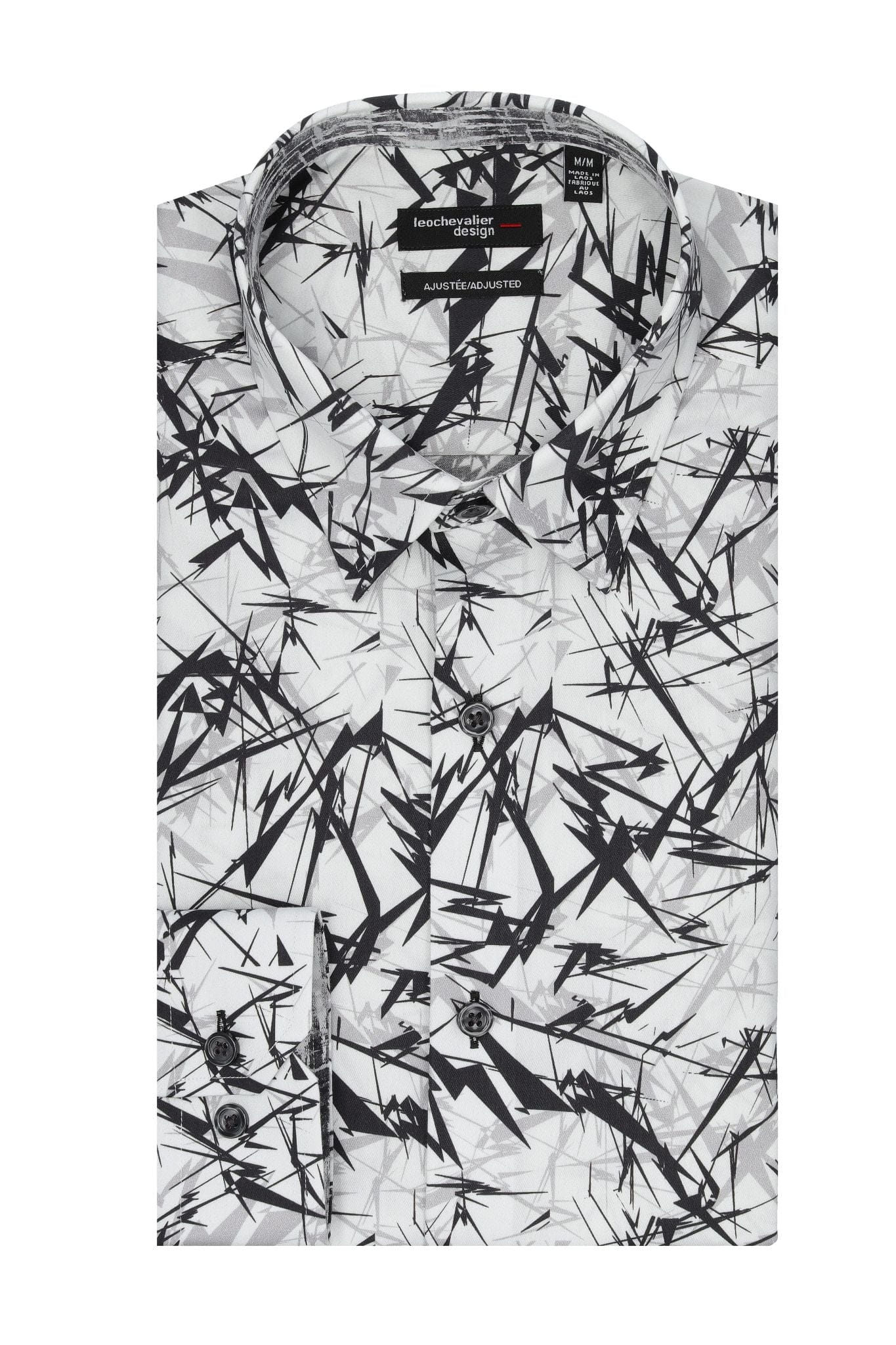 Leo Chevalier Design Black Print on White Hidden Button-Down Shirt – Leo Chevalier