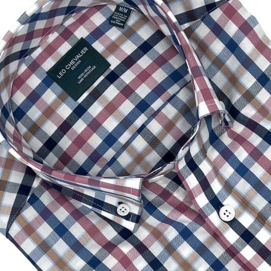 Leo Chevalier Design Multi Colored Gingham Short Sleeve Shirt