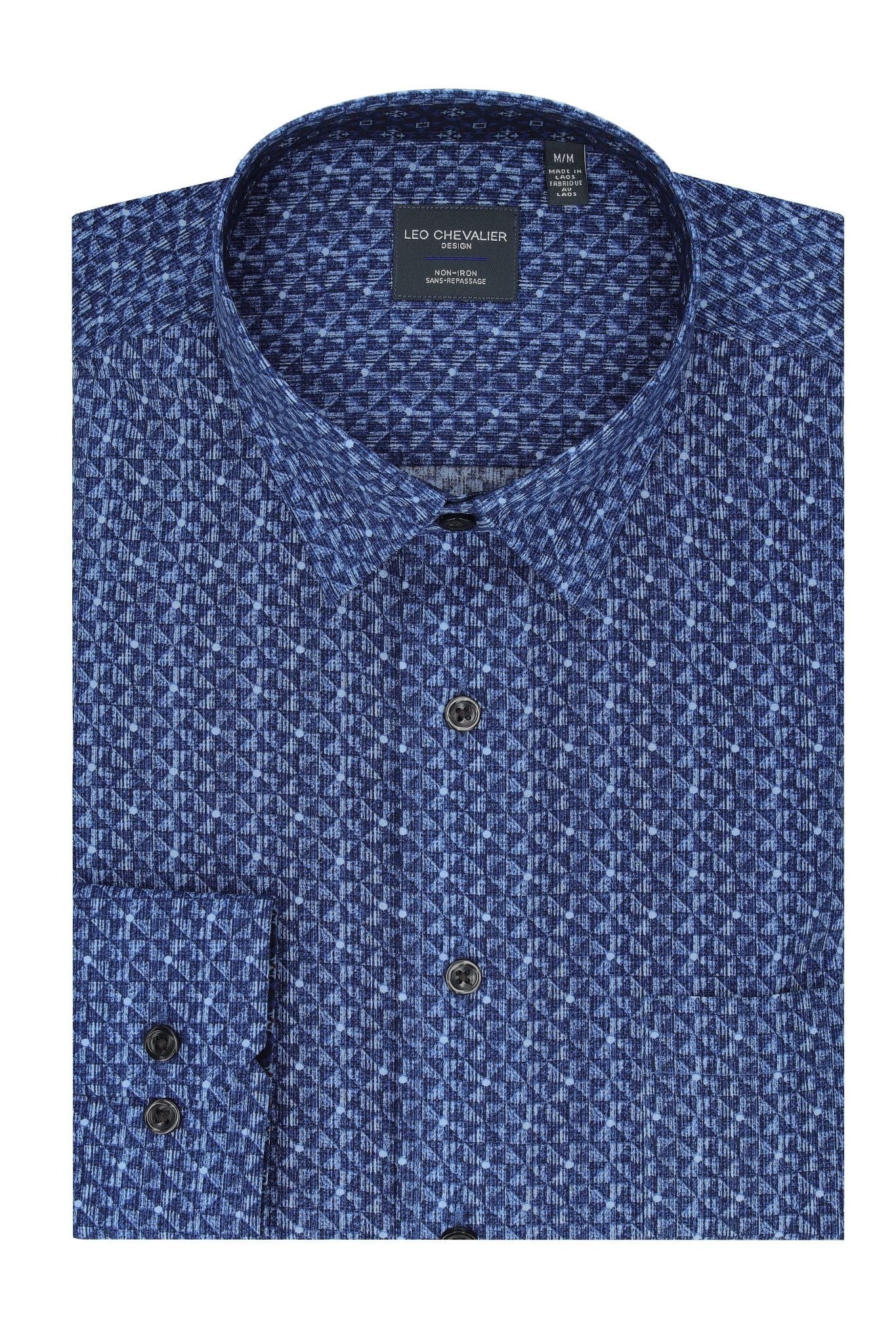 Leo Chevalier Design Blue Printed Premium Cotton Long Sleeve Shirt