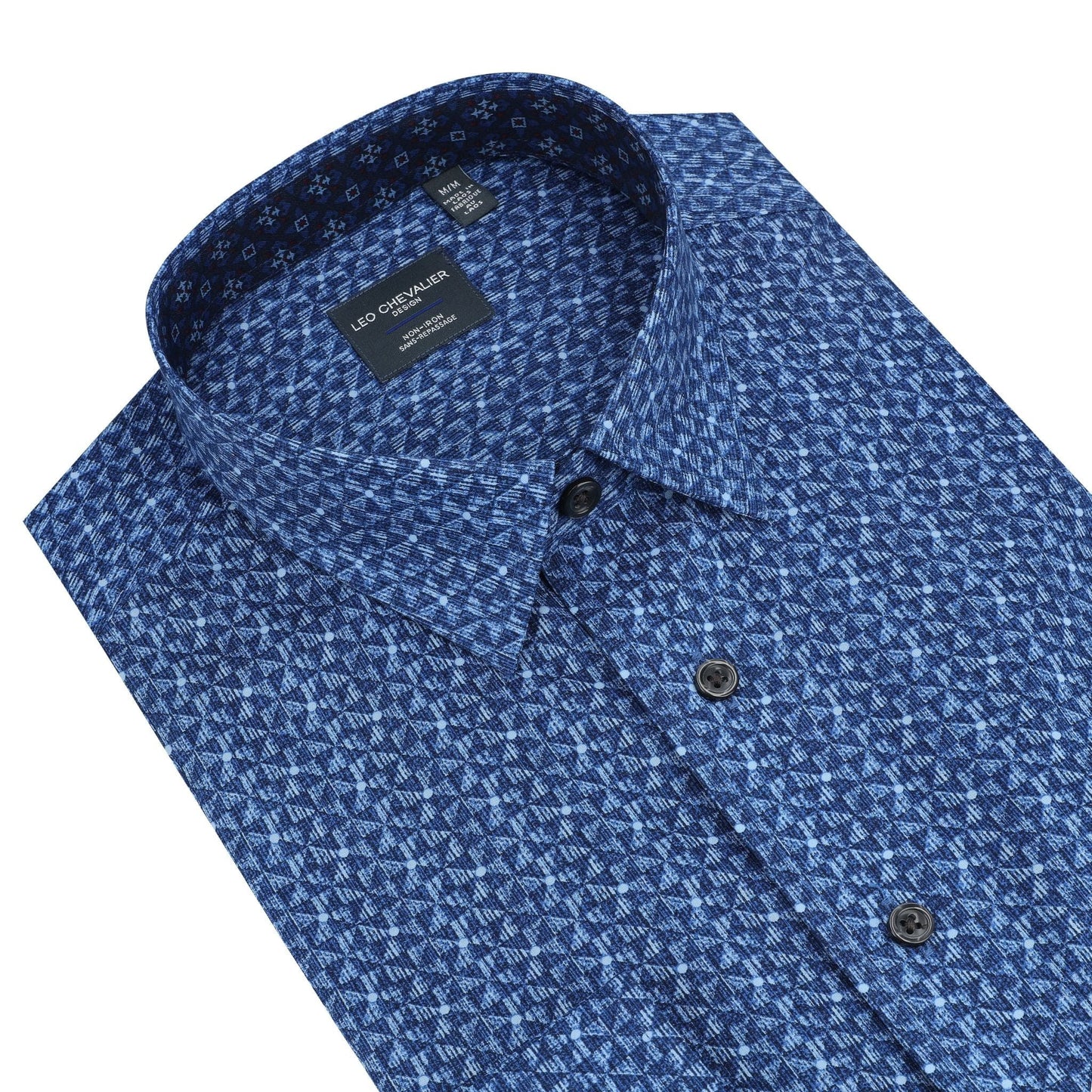 Leo Chevalier Design Blue Printed Premium Cotton Long Sleeve Shirt