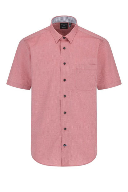 Leo Chevalier Design Bold Red Men's Casual Short Sleeve Shirt - Perfect Fit