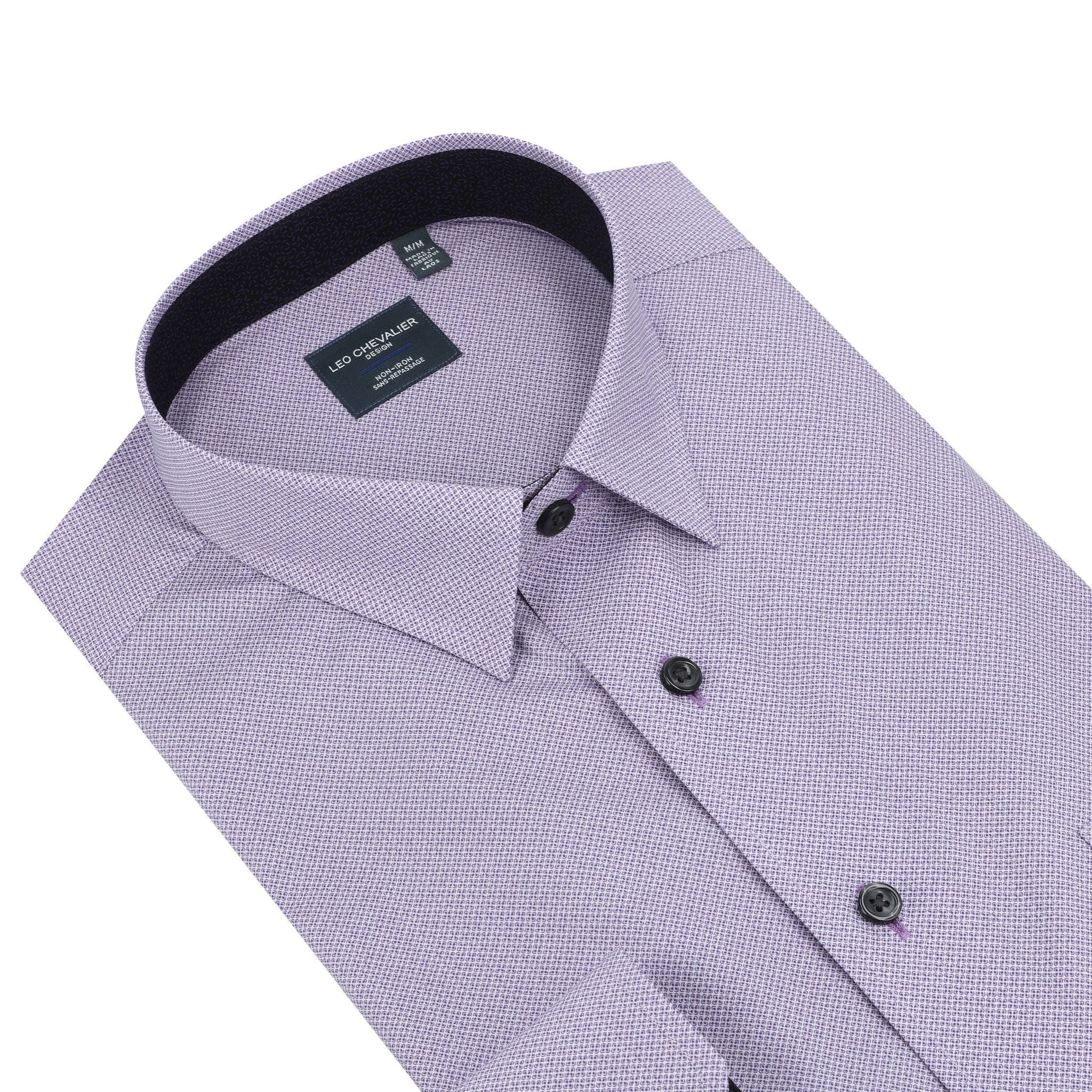 Leo Chevalier Design Mauve Fine Print Hidden Button Down Long Sleeve Shirt