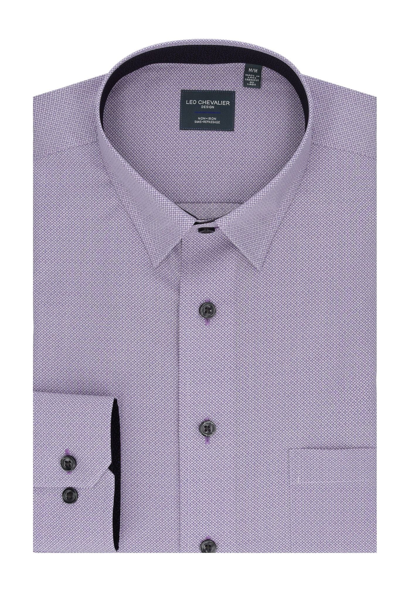Leo Chevalier Design Mauve Fine Print Hidden Button Down Long Sleeve Shirt