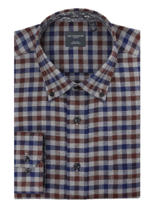Leo Chevalier Design Leo Chevalier Charcoal Gingham Pattern Shirt - Timeless Elegance