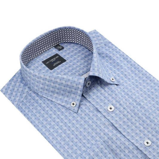 Leo Chevalier Design Leo Chevalier Light Blue Printed Button Down Shirt - Unmatched Elegance