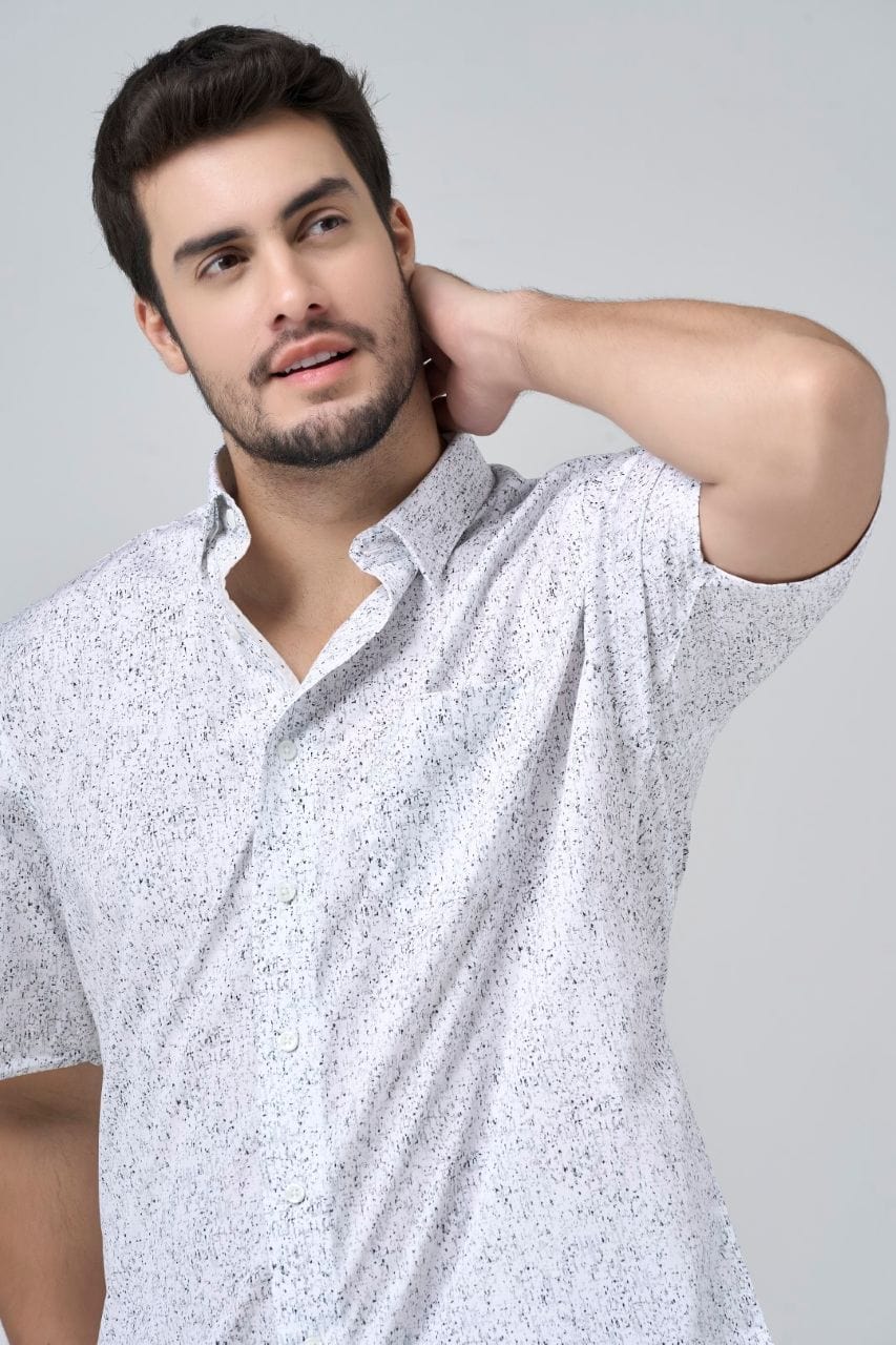 Leo Chevalier Design Black & Grey Fine Modern Print Hidden Button-Down Shirt for Men