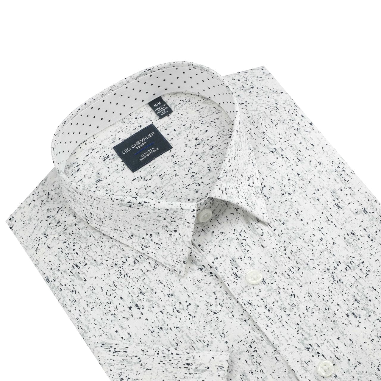 Leo Chevalier Design Black & Grey Fine Modern Print Hidden Button-Down Shirt for Men