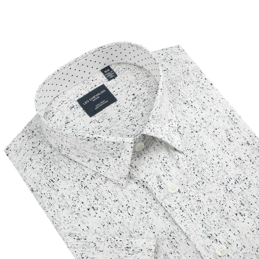 Leo Chevalier Design Black & Grey Fine Modern Print Hidden Button-Down Shirt for Men