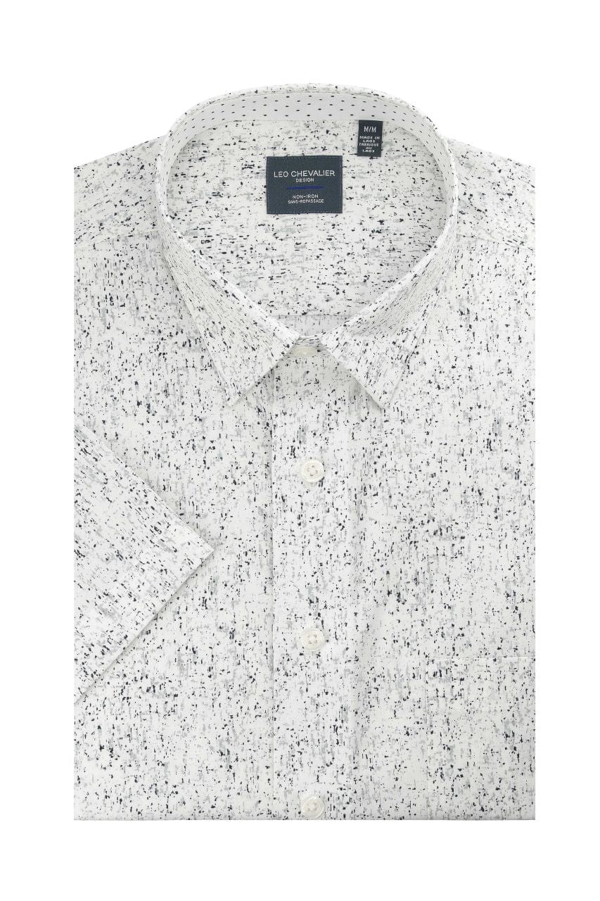 Leo Chevalier Design Black & Grey Fine Modern Print Hidden Button-Down Shirt for Men