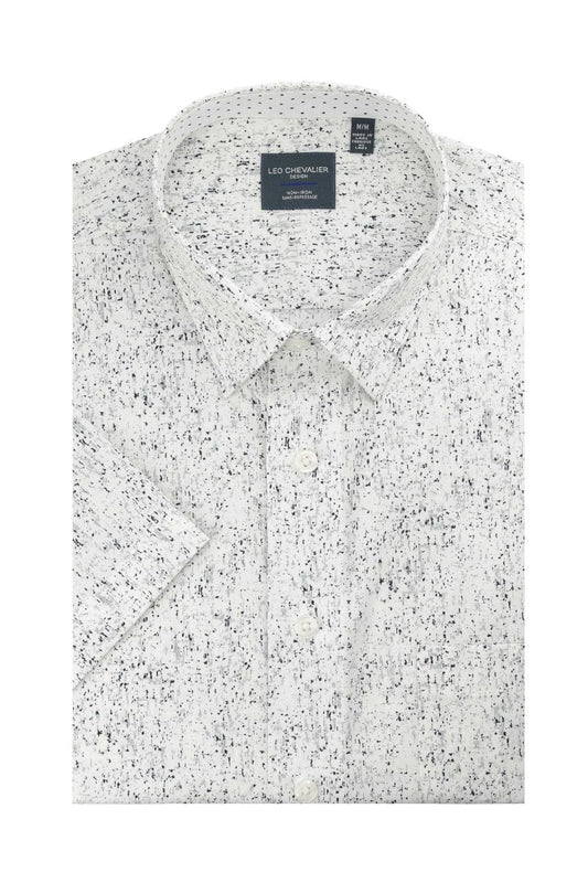 Leo Chevalier Design Black & Grey Fine Modern Print Hidden Button-Down Shirt for Men