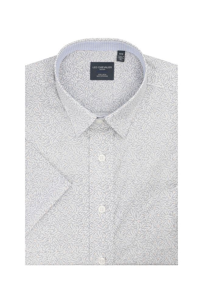 Leo Chevalier Design White 100% Cotton Print Short Sleeve Shirts