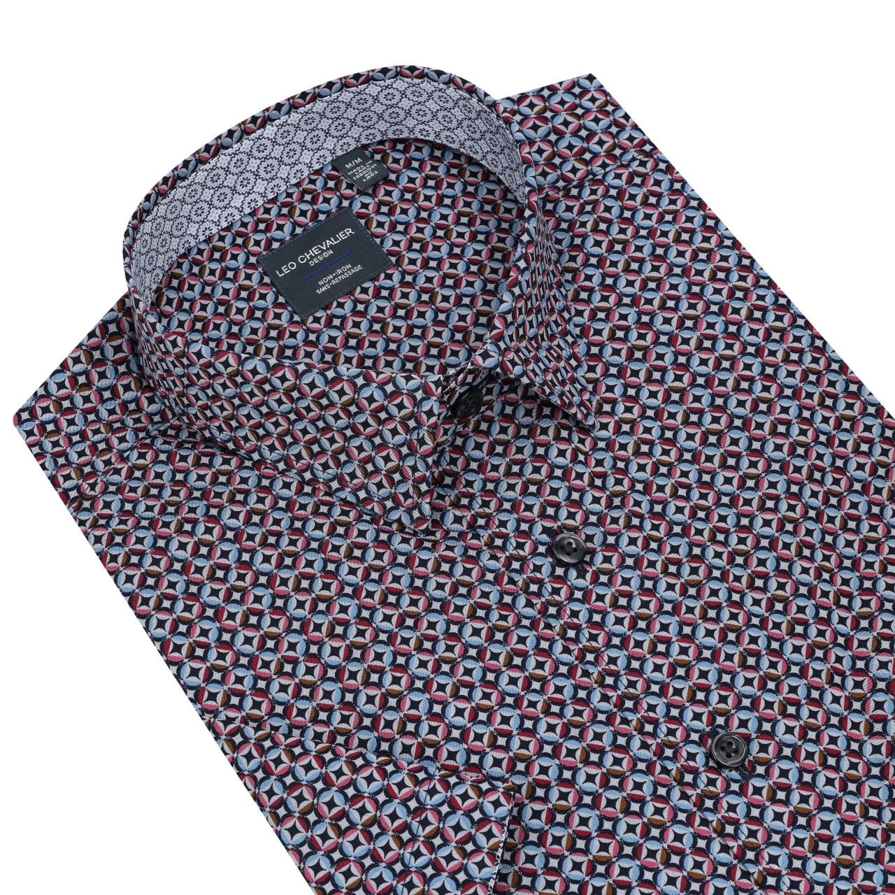 Leo Chevalier Design Dark Rainbow Print Hidden Button-Down Men's Cotton Shirt