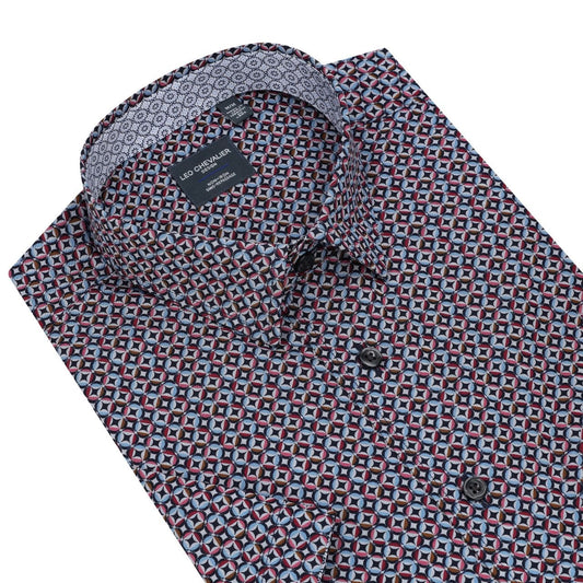 Leo Chevalier Design Dark Rainbow Print Hidden Button-Down Men's Cotton Shirt