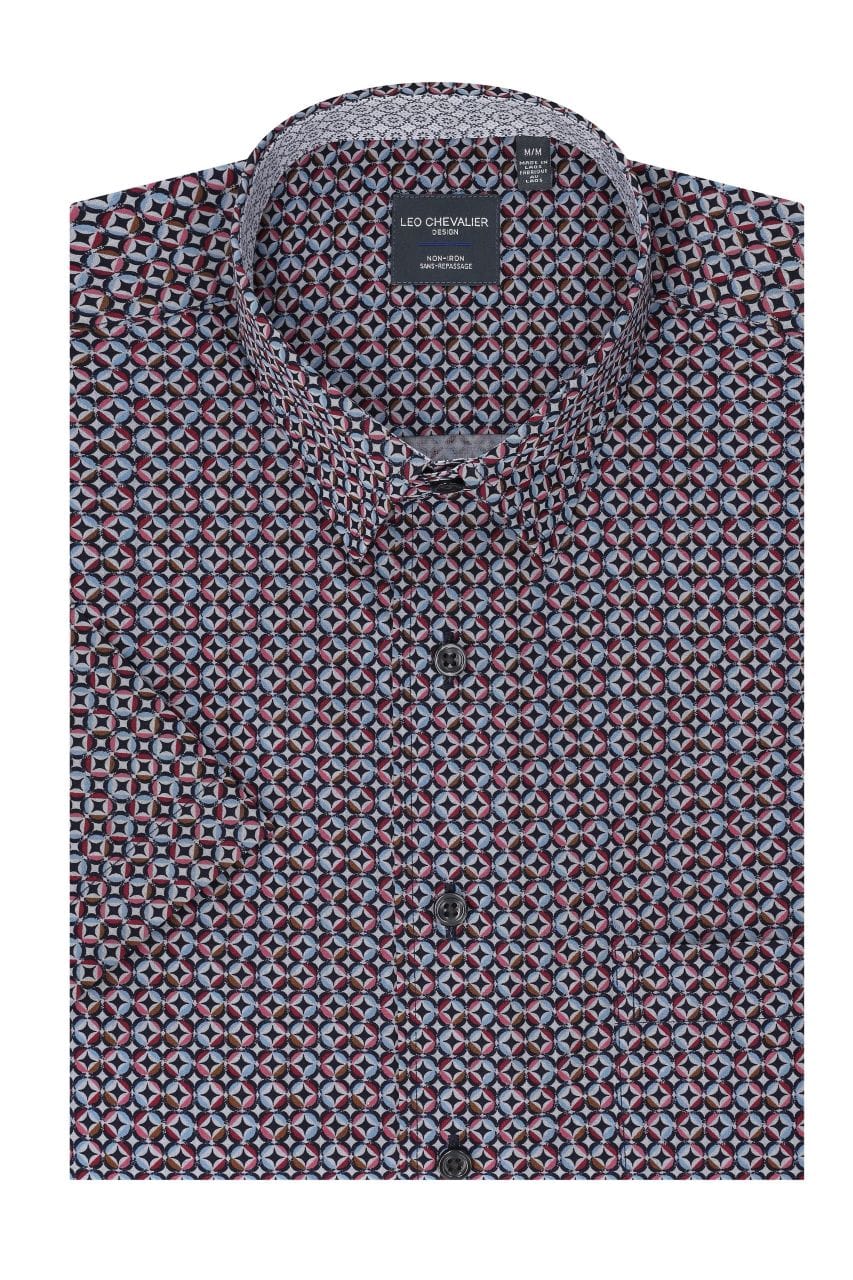 Leo Chevalier Design Dark Rainbow Print Hidden Button-Down Men's Cotton Shirt