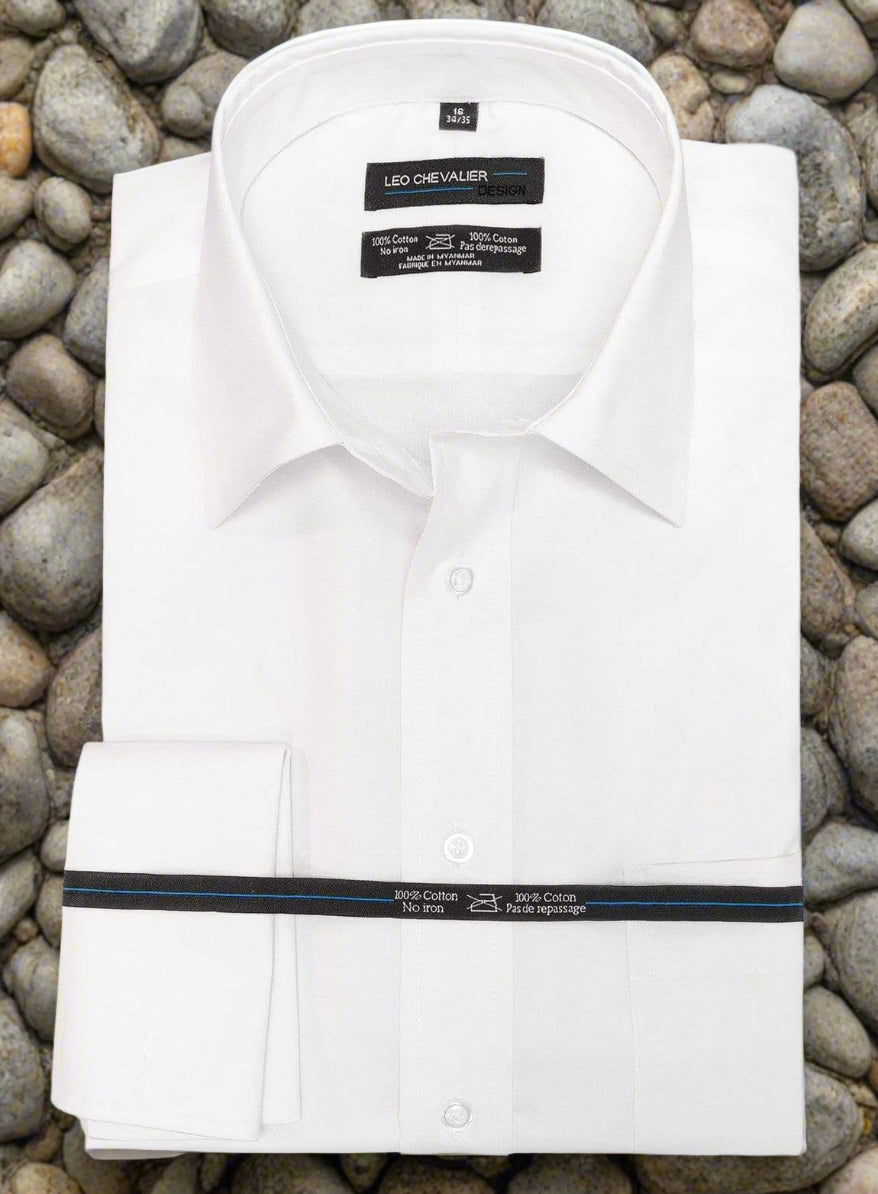 Leo Chevalier Design Elevate Your Style Contemporary Fit Non-Iron French Cuff Dress Shirts