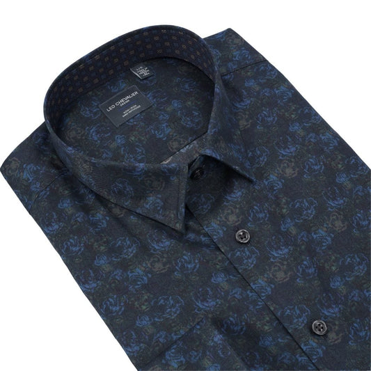Leo Chevalier Design Forest Print Long Sleeve Men's Hidden Button Down Shirt
