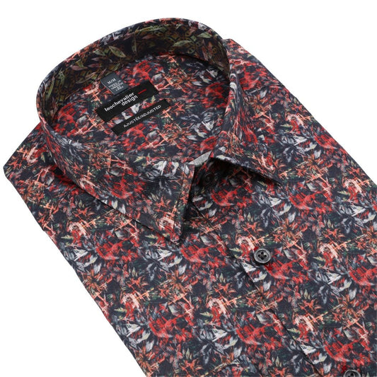 Leo Chevalier Design Vibrant Multi Color Autumn Print Men's Casual Long Sleeve Slim Fit Shirt