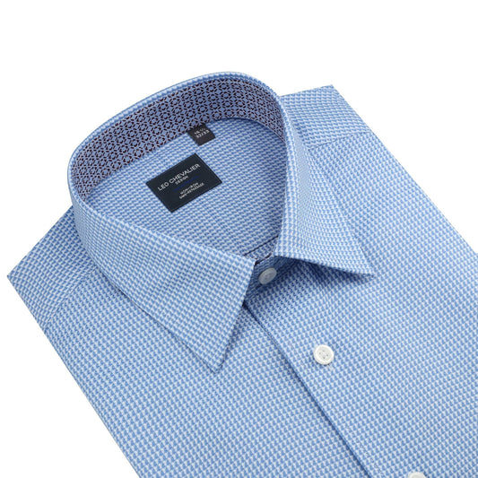 Leo Chevalier Design Light Blue Non Iron Long Sleeve Dress Shirt for Men