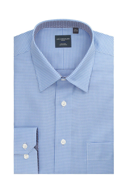 Leo Chevalier Design Light Blue Non Iron Long Sleeve Dress Shirt for Men