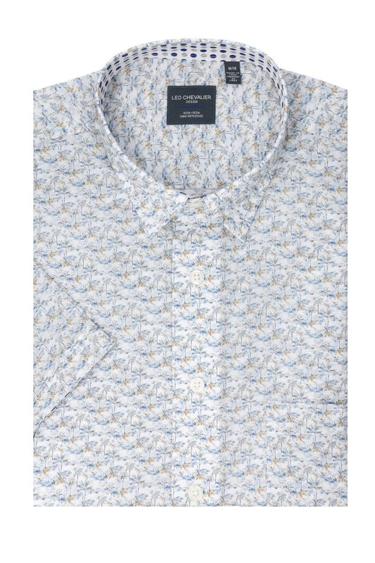 Leo Chevalier Design Multi Light Print Men's Casual Hidden Button-Down Shirt
