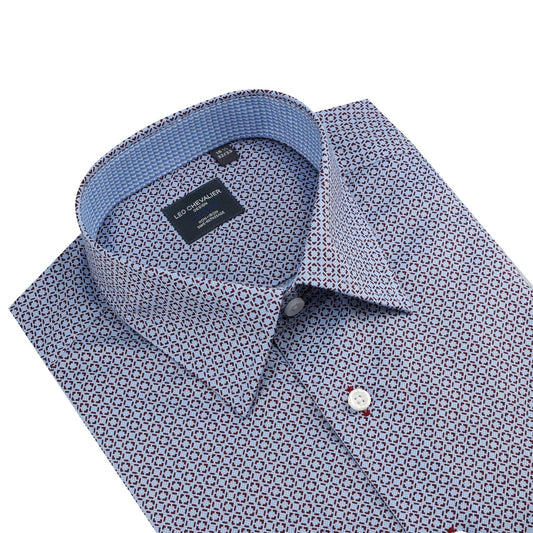 Leo Chevalier Design Modern Blue Oxford Dress Shirt – 100% Cotton Fabric