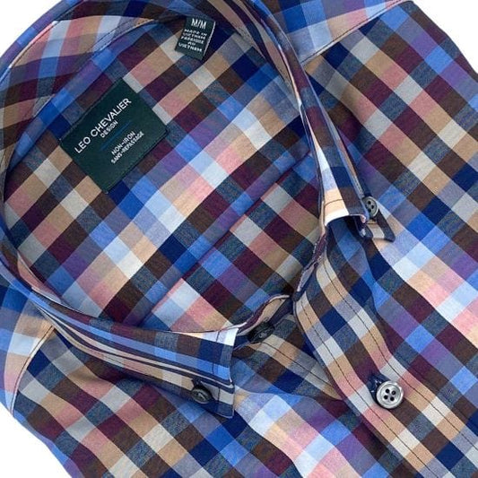 Leo Chevalier Design Multi Check Cotton Short Sleeve Shirt