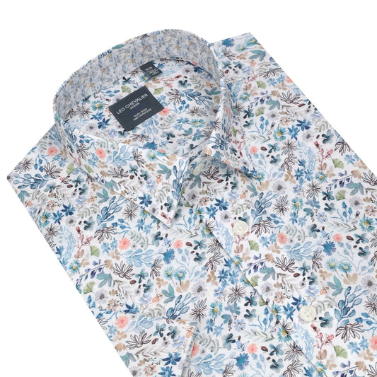 Leo Chevalier Design Multi Color Floral Print Men's Casual Cotton Short Sleeve Shirt