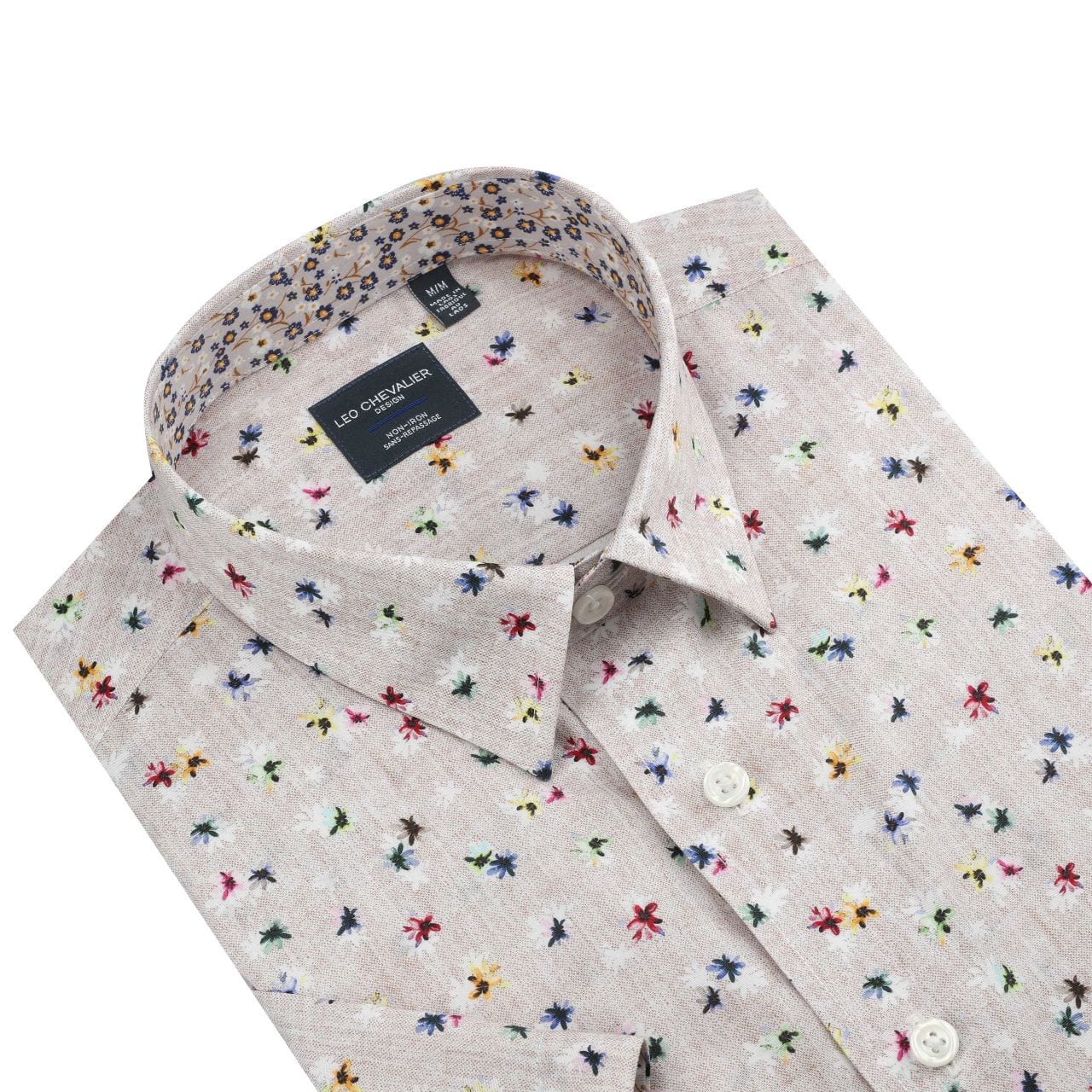 Leo Chevalier Design Multi Color Floral Sand Men's Casual Short Sleeve Shirt