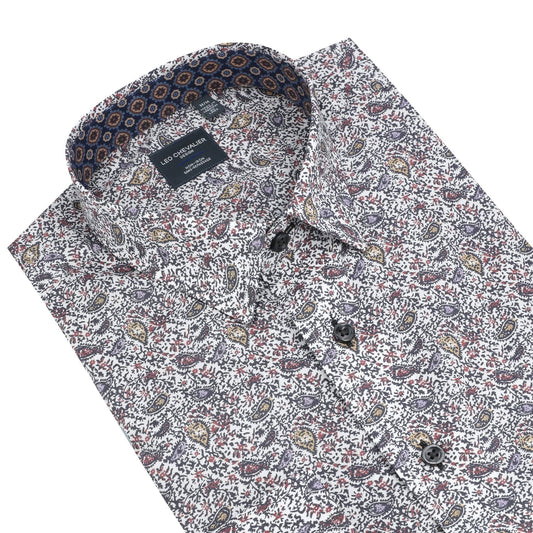 Leo Chevalier Design Multi Color Paisley Men's Hidden Button-Down Shirt