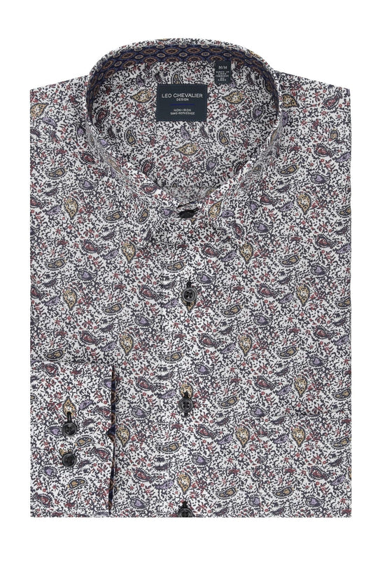 Leo Chevalier Design Multi Color Paisley Men's Hidden Button-Down Shirt