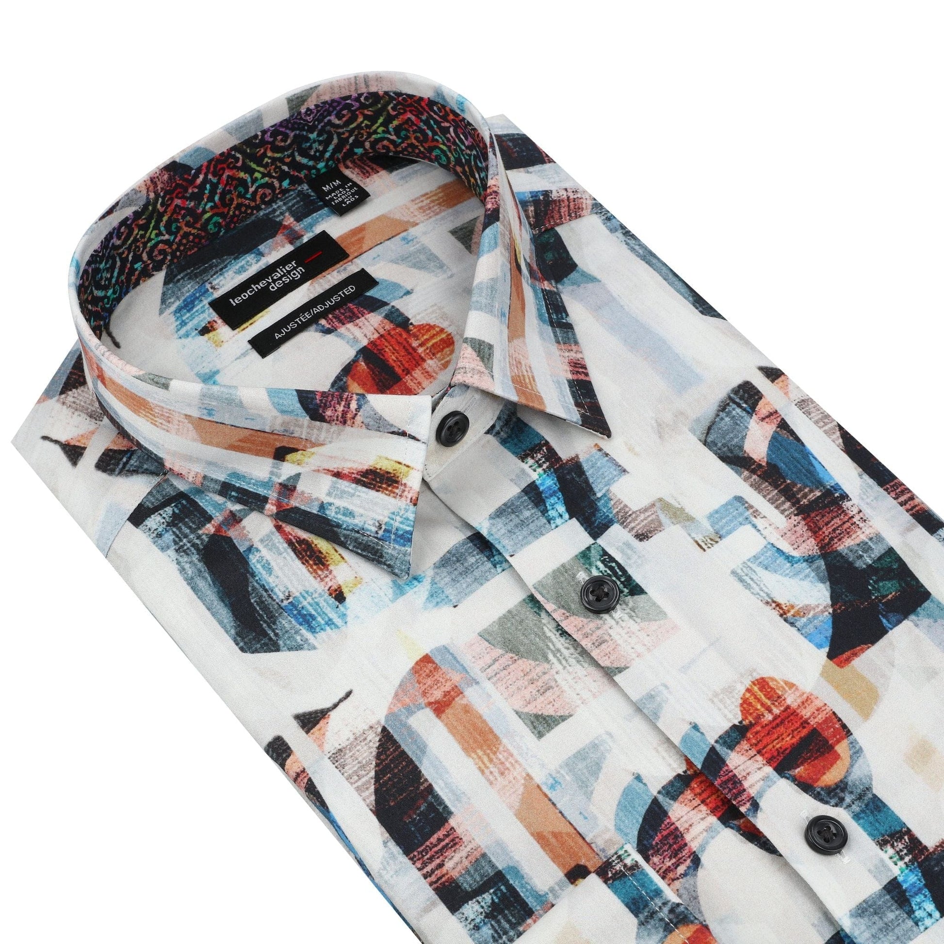 Leo Chevalier Design Multi-Color Print Men's Hidden Button-Down Shirt – Leo Chevalier