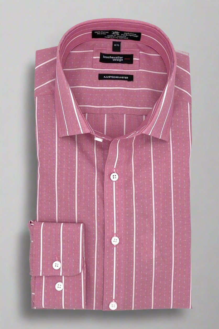 Leo Chevalier Design Classic Red Striped Men's Slim-Fit Business Shirts