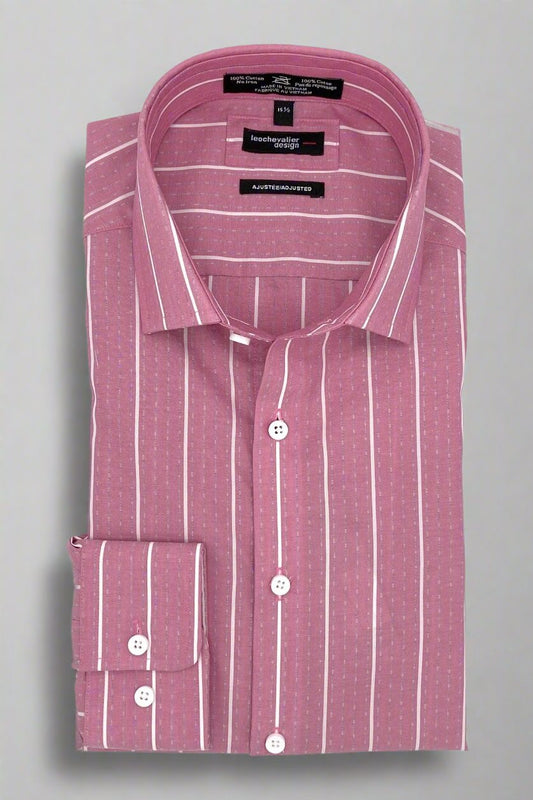 Leo Chevalier Design Classic Red Striped Men's Slim-Fit Business Shirts