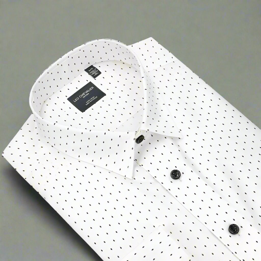 Leo Chevalier Design 100% Cotton Long Sleeve Small Black Print on White - Contemporary Elegance