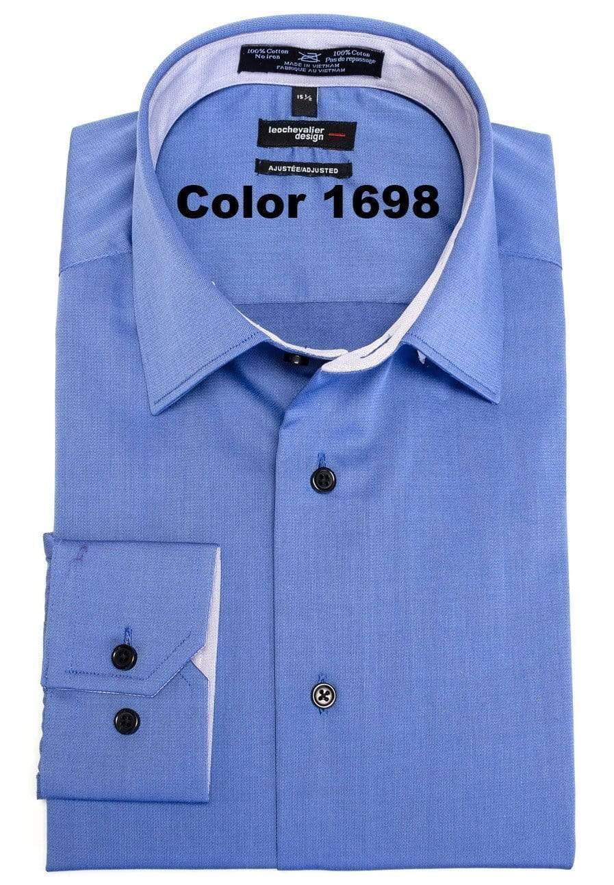 Leo Chevalier Design Tall Fitted 100% Cotton Non Iron Dress Shirts in 4 Colors