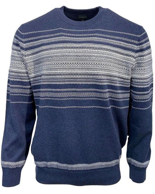 Leo Chevalier Design Leo Chevalier Tonal Knit Navy & Grey Crewneck Sweater - 100% Cotton Comfort