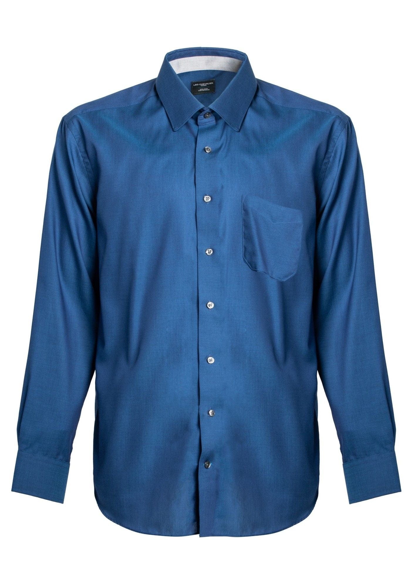 Leo Chevalier Design Mens 100% Cotton Non Iron Contemporary Fit Dress Shirts Contrasting Buttons and Trims Available in 6 Colors