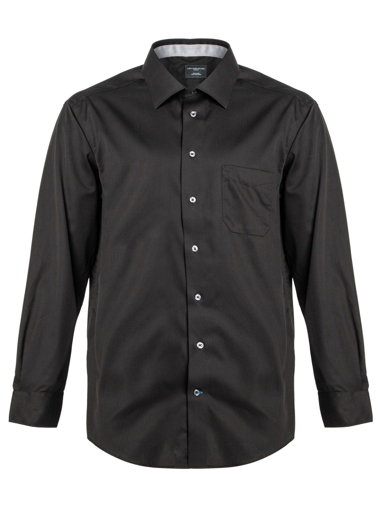 Leo Chevalier Design Mens 100% Cotton Non Iron Contemporary Fit Dress Shirts Contrasting Buttons and Trims Available in 6 Colors