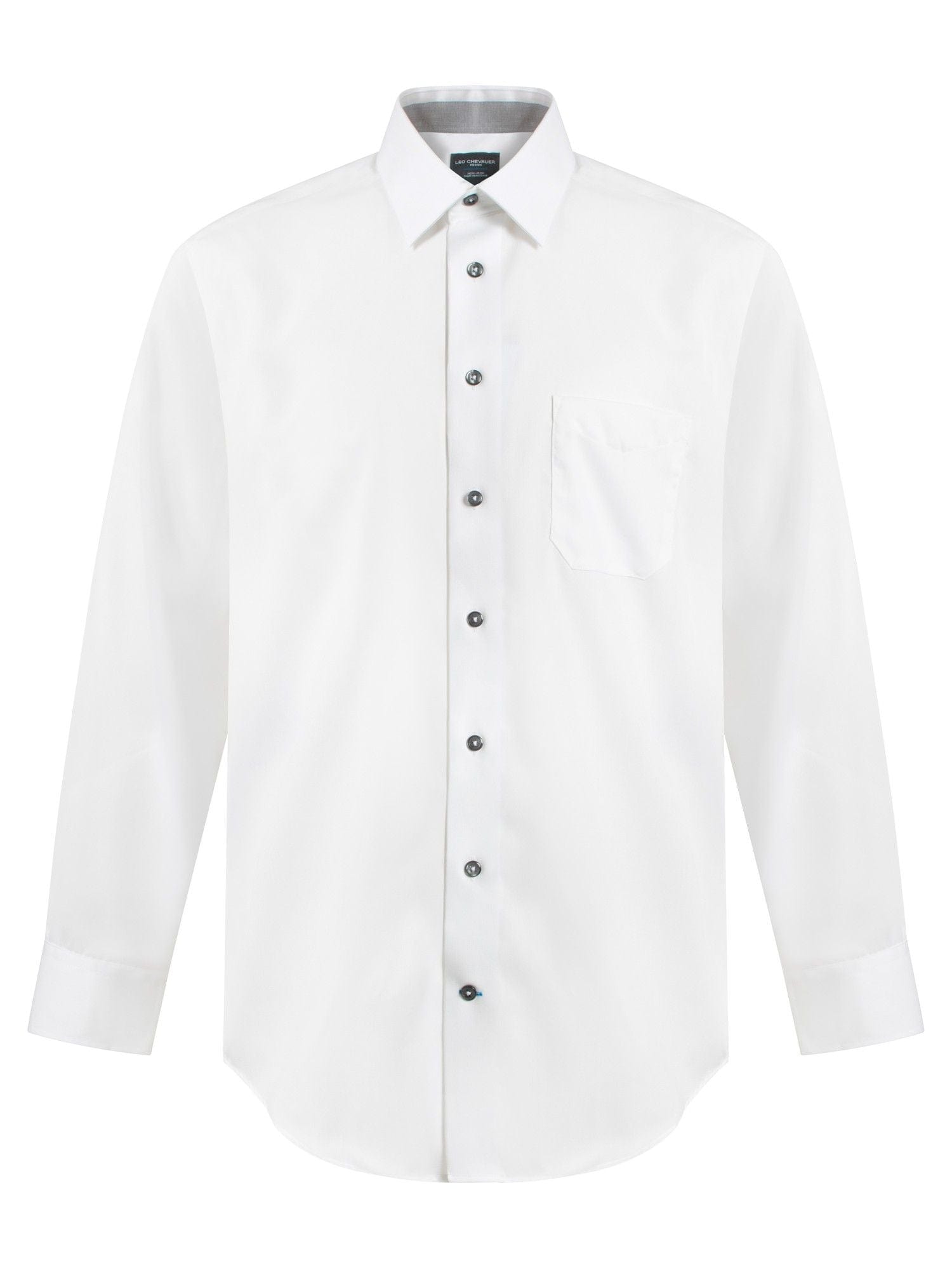 Leo Chevalier Design Mens 100% Cotton Non Iron Contemporary Fit Dress Shirts Contrasting Buttons and Trims Available in 6 Colors